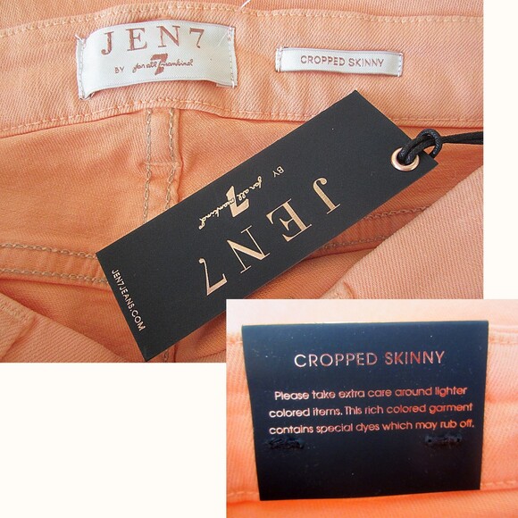 7 For All Mankind NEW Peach Colored Denim Cropped Skinny Jean 8 - Picture 5 of 11